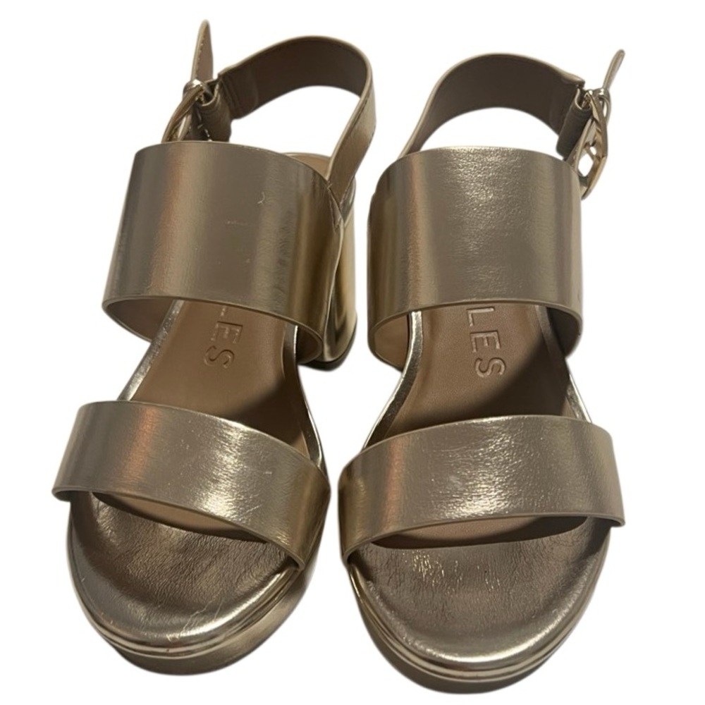 Aerosoles Camilia Gold Metallic Straps Buckle Platform Sandals Size 7 NWOB - Picture 2 of 9